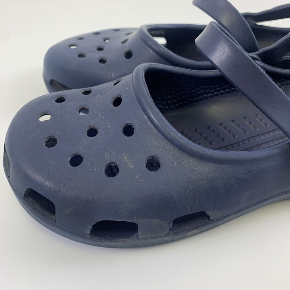 Crocs Shayna Mary Jane Slingback Navy Blue Round Toe Comfort Clog Slip Womens 8 - Picture 3 of 15